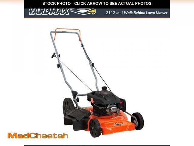 Lot 74-12397422 - YARDMAX 21 in. 170cc 2-in-1 Gas Walk Behind Push Lawn Mower with High Rear Wheels - USED
