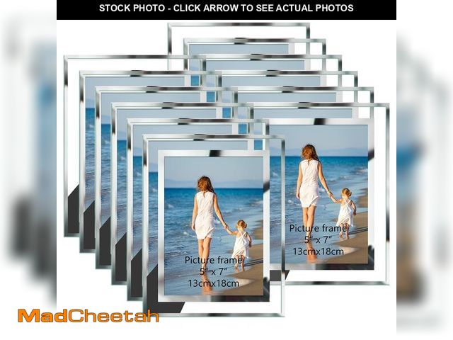Lot 74-14297958 - Hoikwo Bulk 5x7 Picture Frames, 12 Packs Silver Photo Frames 5 by 7, Glass Wedding Frames 5x7, Clear...