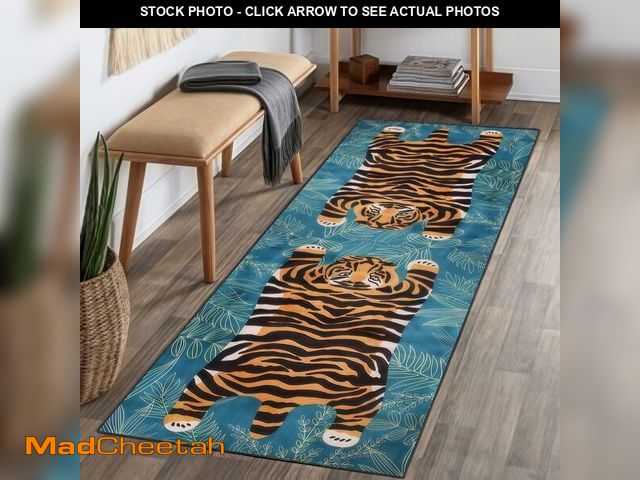 Lot 74-12975681 - NABURGRI Runner Rug 2x6 Feet Tiger Pattern Washable Runner Rug Non Slip Rubber Backing Low Pile Prin...