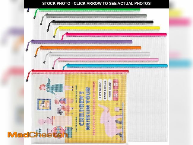 Lot 74-13570638 - JARLINK A3 (16.5x12.6 in, 12 Pcs) Mesh Zipper Pouch, 12 Colors Extra Large Zipper Bags, Waterproof F...