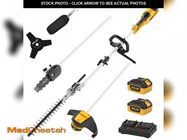 Lot 74-12486405 - (MISSING BATTERY) ZEGJAW 40V Cordless Weed Wacker, 8" Electric Pole Saw, Hedge Trimmer and Brush Cut...