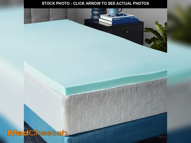 Lot 74-14304644 - Basics Twin Mattress Topper, Cooling Gel-Infused, CertiPUR-US Certified, 2 Inches, Blue - UNUSED