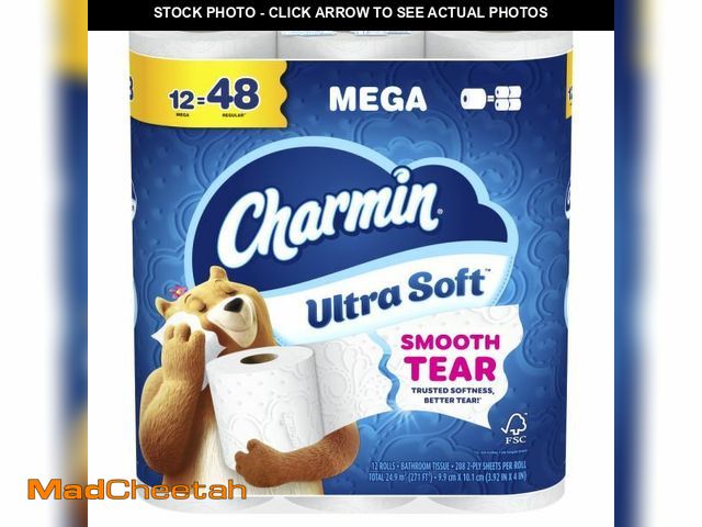 Lot 74-14447063 - Charmin Ultra Soft 2-Ply Toilet Paper, 4" x 4", 208 Sheets Per Roll, Pack Of 12 Mega Rolls - UNUSED