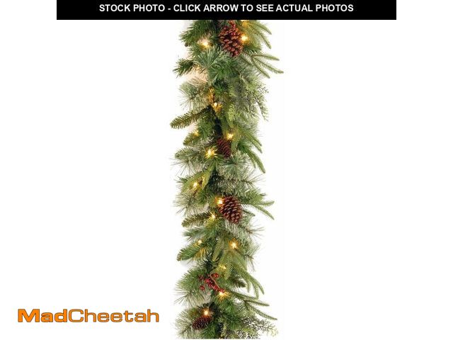 Lot 74-14068276 - National Tree Company 9 ft Pre-Lit Colonial Fir, Artificial Christmas Garland, Christmas Decoration ...