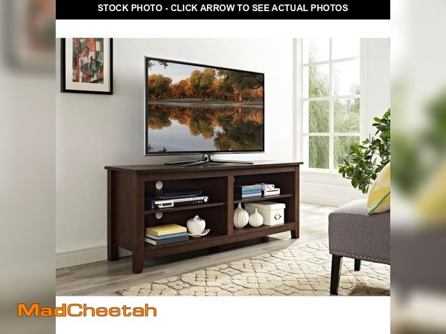 Lot 74-12479825 - (MISSING HARDWARE) Walker Edison 58-Inch Wood TV Media Stand Storage Console - Traditional Brown - U...