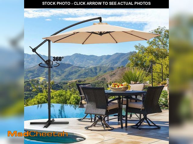 Lot 74-13817583 - Patbrela 10ft Cantilever Patio Umbrella, 360-Degree Rotation Hanging Offset Market Outdoor Umbrella,...