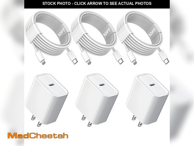 Lot 74-12431496 - 10FT iPhone Fast Charger,3Pack Extra Long[Apple MFi Certified]iPhone Charger Fast Charging Quick 10F...