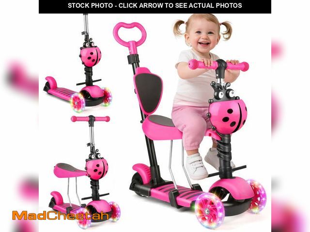 Lot 74-12782965 - Beefunni 3-in-1 Kids Scooter with Seat, Adjustable Handlebar &amp; LED Wheels, Toddler Kick Scooter ...