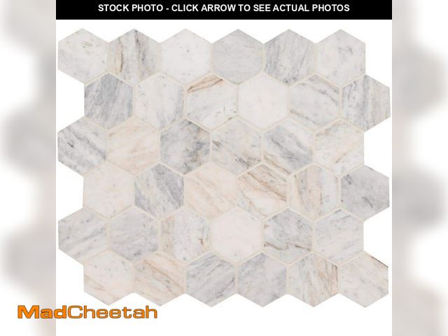 Lot 74-13821772 - MSI Angora 2 in. Hex 12 in. x 12 in. x 0.38 in. Polished Marble Mesh-Mounted Mosaic Floor and Wall T...