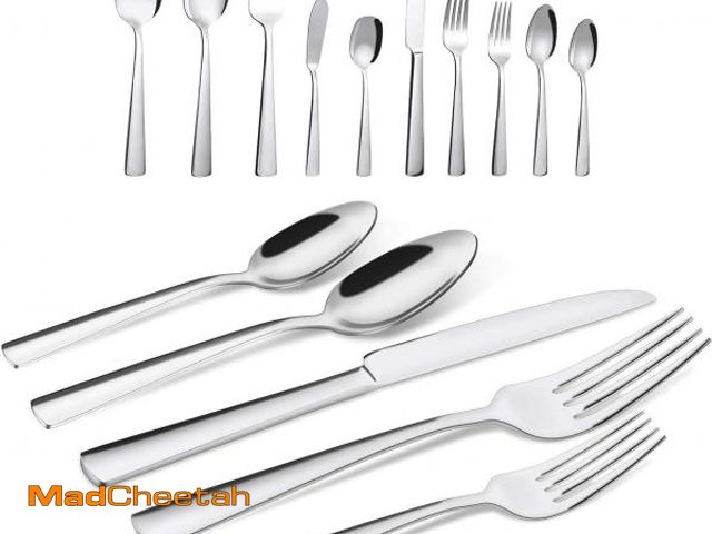 Lot 74-12110656 - 65 Piece Silverware Flatware Cutlery Set, Stainless Steel Fork Spoon Knife Sets for 12, Dishwasher S...