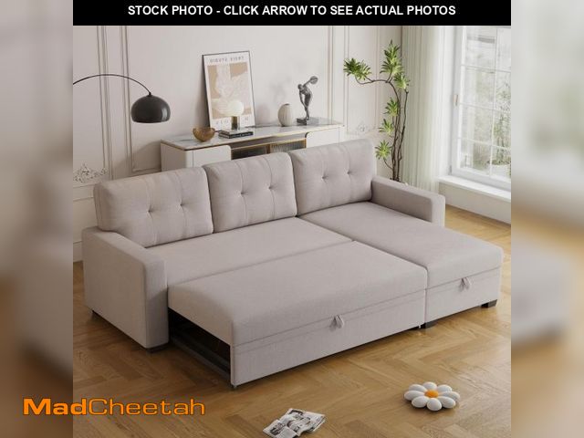 Lot 74-12429672 - Ball &amp; Cast Convertible Two Seat ONLY Sectional Sleeper Sofa with Pull Out for Living Room,Offic...