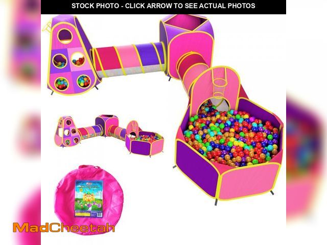 Lot 74-11555322 - Playz 5pc Kids' Play Tents &amp; Tunnels - Ball Pit for Toddlers, Basketball Hoop, Crawling Tubes, P...