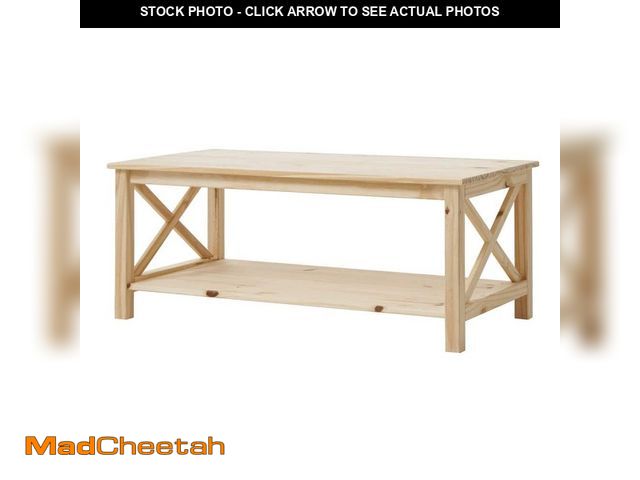 Lot 74-12663981 - StyleWell 42 in. Unfinished Natural Pine Rectangle Wood Top Coffee Table with X-Cross Design - UNUSE...