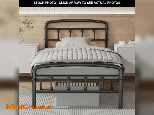 Lot 74-13060594 - Metal Twin Bed Frame, Victorian Style Headboard and Footboard, No Squeak, Heavy Duty 1500lbs Support...
