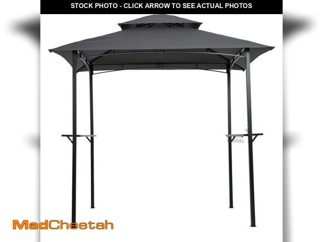 Lot 74-14223992 - Otryad 8 x 5 ft. Gray Polyester Grill Gazebo Replacement Canopy, Double Tiered Outdoor Patio Tent Ro...