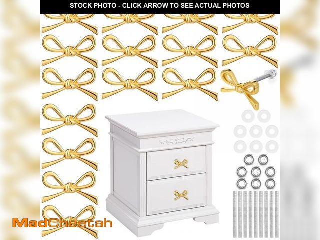 Lot 74-12439739 - MorningRo 16 Pcs Bow Drawer Knobs Metal Bow Dresser Knobs Vintage Handles for Dresser Gold Handles f...