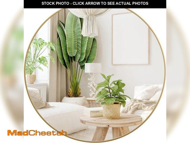 Lot 74-12136975 - Gold Circle Mirror for Bathroom, 18 inch Round Mirror, HD Eco-Friendly Round Bathroom Mirror for Ove...