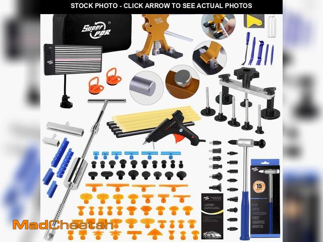 Lot 74-14340100 - Super PDR Paintless Dent Repair Kit - Professional Puller with 100W Glue Gun LED Line Board and 64 T...