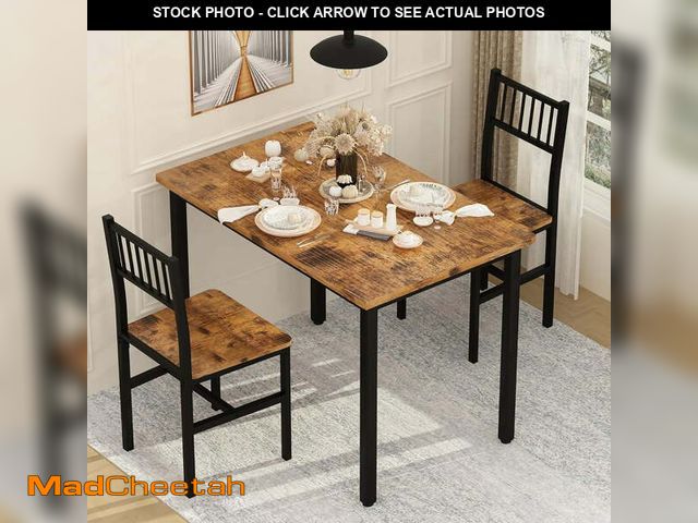 Lot 74-14355082 - LinkRomat Small Dining Table Set for 2, Industrial Sturdy Dinette, Space-Saving Kitchen Table Set fo...