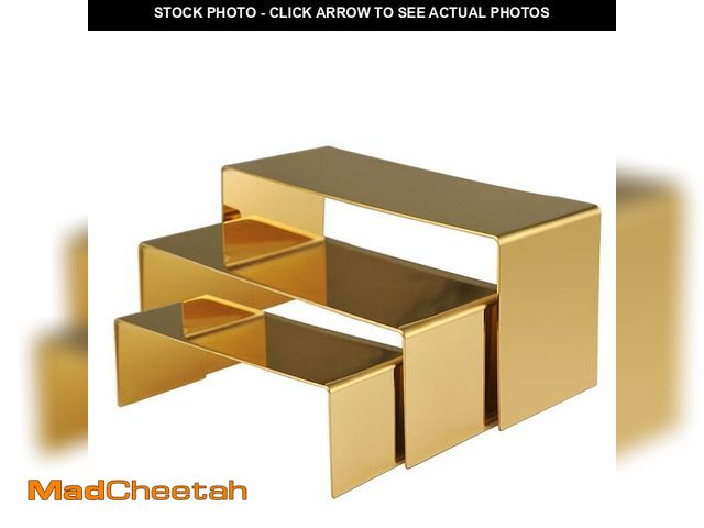 Lot 74-12976844 - Purse Display Stand, 3 Gold Risers Display Stands Stainless Steel, Heavy Duty Countertop Shoes Stand...