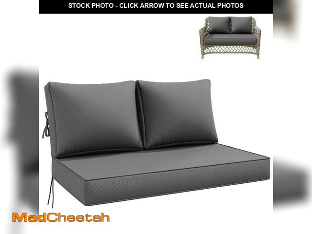 Lot 74-12512412 - Kimunuk Outdoor Loveseat Cushion Set, 46" x 26" x 5" Waterproof Patio Furniture Cushions for Couch B...