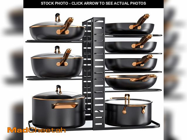 Lot 74-12975627 - MUDEELA Pots and Pans Organizer Rack under Cabinet 14.55in Height, 8-Tiers Adjustable Pot Rack with ...