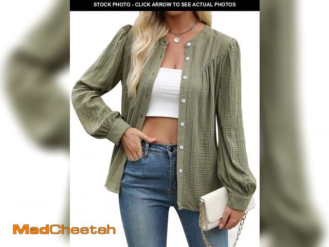 Lot 74-12343372 - Cnlinkco Women Button Down Shirts Long Sleeve Cotton Blouses Dressy Casual Button Up Shirt Tops Work...