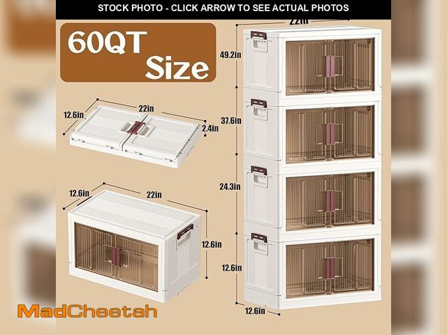 Lot 74-13927794 - Wondersome Collapsible Storage Bins - 6-Pack of Extra-Large 19-Gallon/76-Quart Stackable Wheeled Clo...