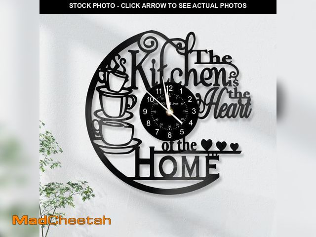 Lot 74-11545110 - 12 Inch Kitchen Vinyl Record Wall Clock, Kitchen Heat Home Theme Wall Clock, Coffee Bar Decor, Coffe...