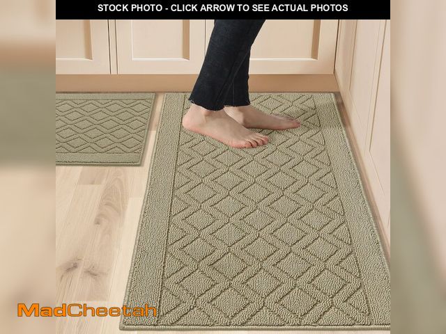 Lot 74-14207588 - COSY HOMEER 48x20 Inch/30X20 Inch Kitchen Rug Mats Made of 100% Polypropylene 2 Pieces Soft Kitchen ...