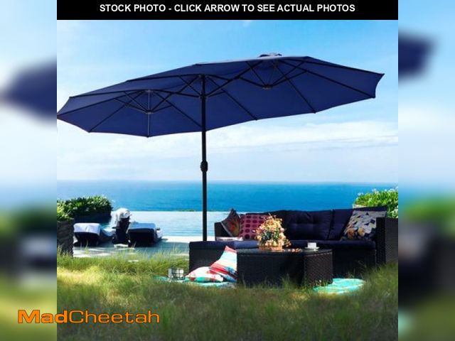 Lot 74-12155161 - Summit Living 13 Ft Large Patio Umbrella Double-Sided Rectangular Outdoor Market Table Umbrella for ...