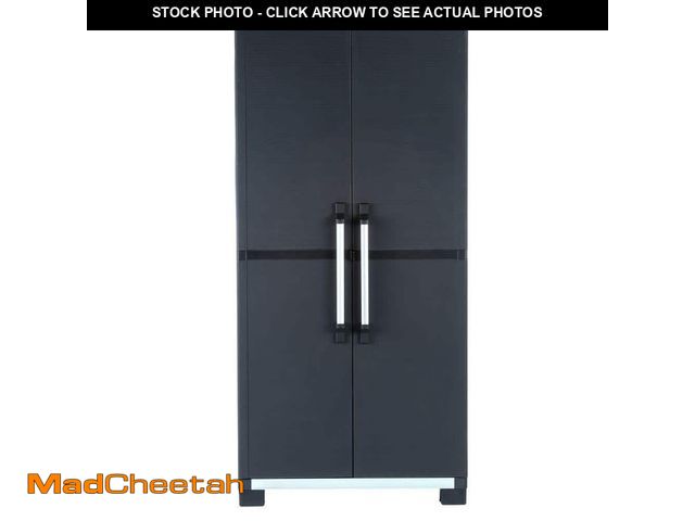 Lot 74-12651154 - Keter 35 in. W x 74 in. H x 18 in. D Plastic Freestanding Cabinet in Black - UNUSED