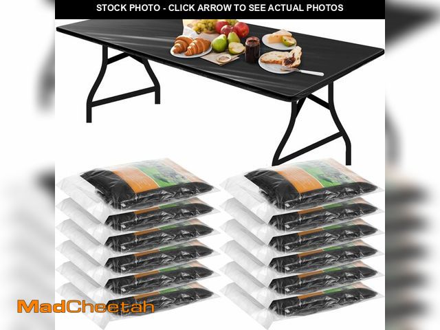 Lot 74-14206879 - Boao 12 Pcs Plastic Table Cloths Disposable for Parties Picnic Table Covers with Fall Elastic Fitted...