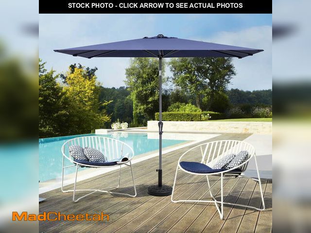 Lot 74-13780843 - Pellebant 9 x 5 ft Patio Outdoor Umbrella Rectangular Double Top Market Umbrella in Blue - UNUSED