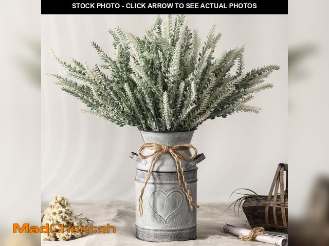Lot 74-12213154 - Artificial Lavender Flowers with Vase,Fake Lavender Plant Artificial in Metal Vase for Kitchen Count...