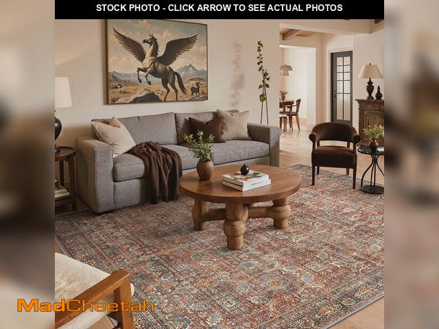 Lot 74-12833424 - KUETH 6'x9' Area Rugs for Living Room, Non Slip Machine Washable Vintage Indoor Rug, Low Pile Chenil...