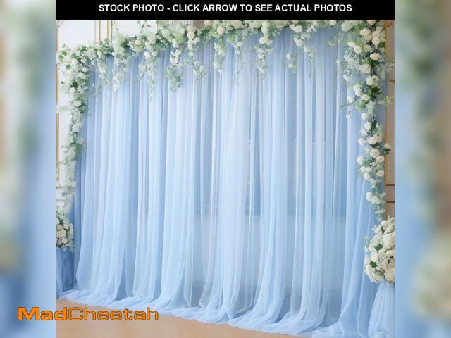 Lot 74-11545101 - 10x10ft Baby Blue Tulle Backdrop Curtain for Parites, Sheer Backdrop Curtains for Wedding Baby Showe...