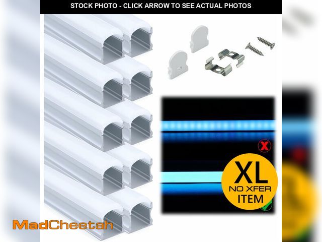 Lot 74-12899573 - Muzata 10Pack 6.6FT/2M Excellent Spotless LED Channel with Thicker Milky White Cover No Hot Spots Sl...