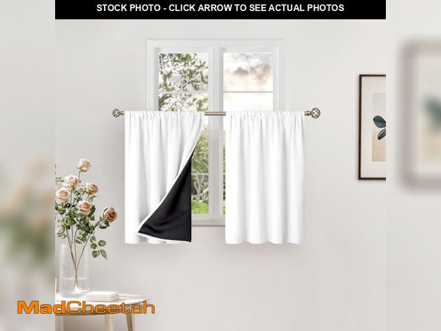 Lot 74-12047963 - BGment White Short Blackout Curtains for Small Window 36 Inch Long, Thermal Insulated Curtains for B...