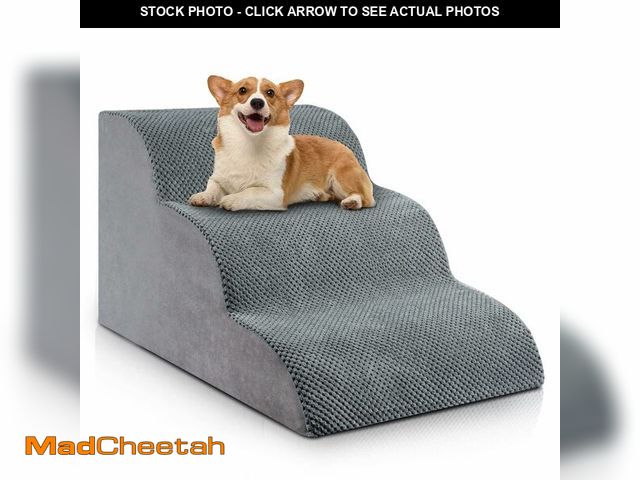 Lot 74-14207330 - Chic Threads Dog Stairs for Small Dogs, 3-Step Dog Stairs for High Beds and Couch, Pet Steps for Sma...