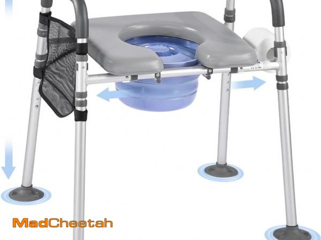 Lot 74-12510594 - VEVOR Bedside Commode Chair, 500 lbs Capacity, 4-in-1 Portable Toilet and Raised Toilet Seat with Pa...