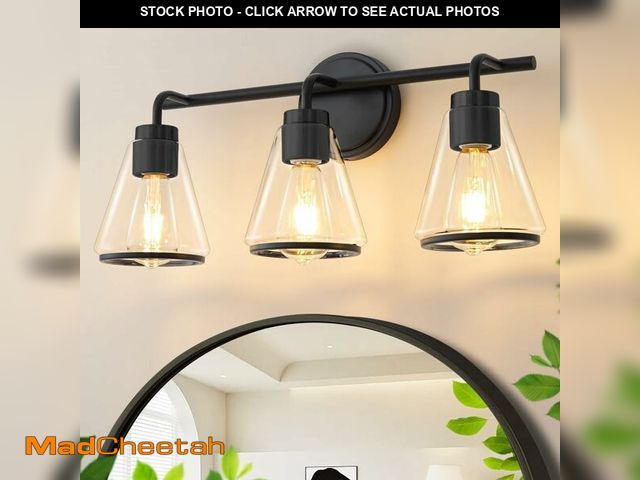Lot 74-13835573 - Black Bathroom Vanity Light 3 Lights Bathroom Light Fixtures Over Mirror Vanity Lighting Fixtures wi...