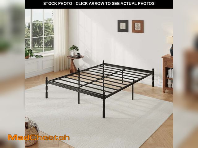 Lot 74-12549493 - QFTIME 14" Queen Metal Bed Frame with Mattress Non-Slip Stoppers, No Box Spring Needed - UNUSED