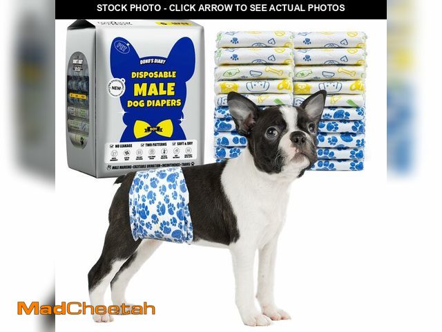Lot 74-12711232 - Dono Dog Diapers Male, Disposable Male Dog Wraps 60ct, Ultra Absorbent Doggie Diapers, Rapid-Dry Lea...