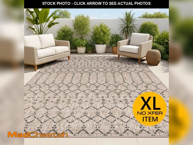 Lot 74-12894594 - JONATHAN Y Moroccan Geometric Indoor Outdoor Area Rug 8X10 Natural/Black, Ourika Textured Weave for ...