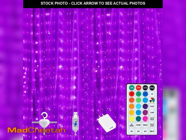 Lot 74-14143289 - 16 Colors Changing Curtain Lights - 250 LED 9.8 X 8.8 FT Fairy String, 7 Modes Twinkle with Remote, ...