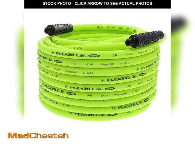 Lot 74-13949779 - Flexzilla Air Hose, 3/8 in. x 100 ft., 1/4 in. MNPT Fittings, Heavy Duty, Lightweight, Hybrid, Zilla...