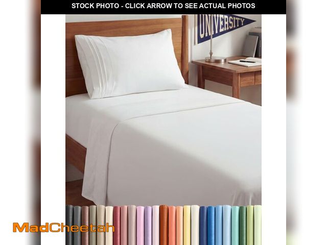 Lot 74-14481964 - Twin XL 3 Piece Sheet Set - College Dorm Room Essentials - White - UNUSED