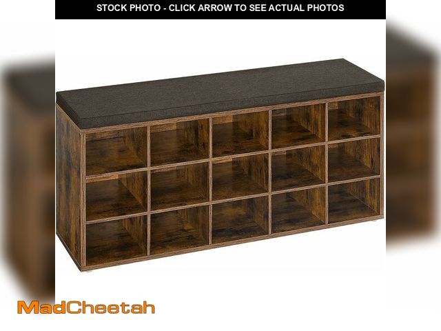 Lot 74-13382611 - VASAGLE CUSTOS Collection - Shoe Bench, Storage Bench with Padded Seat, Entryway Bench with 15 Compa...