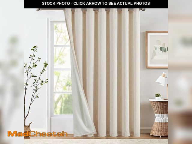 Lot 74-12713384 - jinchan Lined Curtains for Patio Doors 100x84 1 Panel, Beige Light Filtering Curtains for Living Roo...
